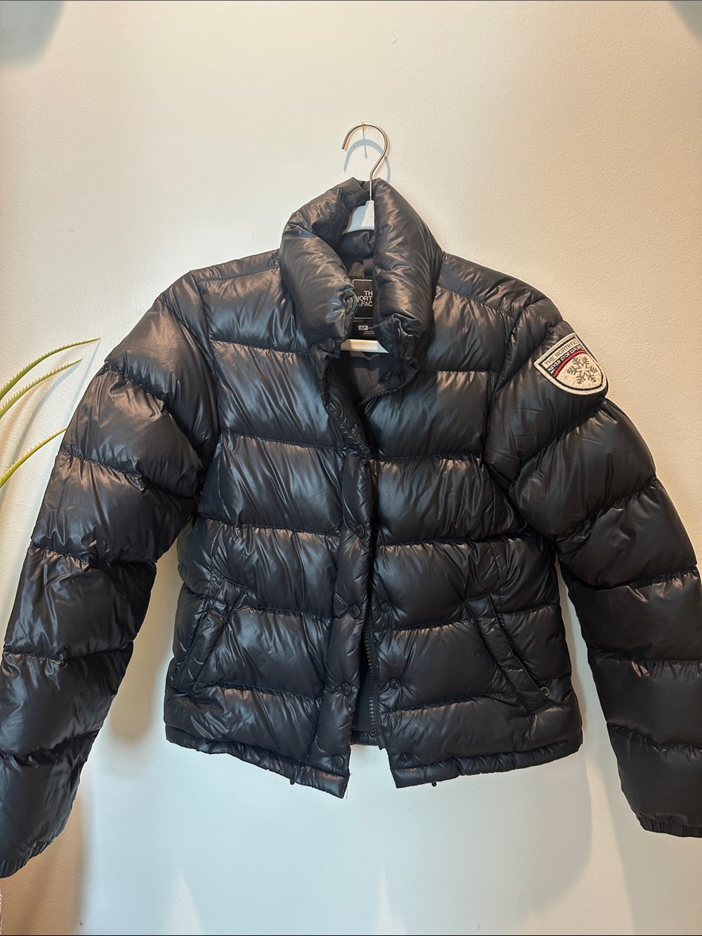 The North Face Black Quilted Down Jacket with Sleeve Patch